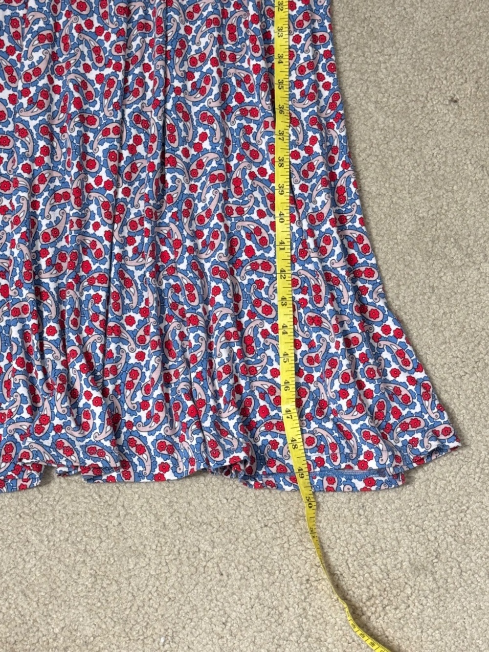 Boden Jersey Knit Midi Dress Ruffle Shoulder Paisley Floral All Over Print Sz 4 - Picture 14 of 16